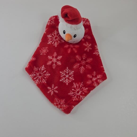 HB Snowman Lovey 13-1/2 Inch Security Blanket Christmas Snowflake Print Fleece - Picture 2 of 13